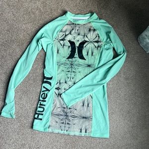 Mint green Hurley rashguard surf swim sun small S shirt upf 50